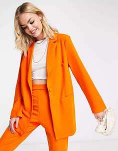 Оранжевый пиджак из джерси с напуском ASOS