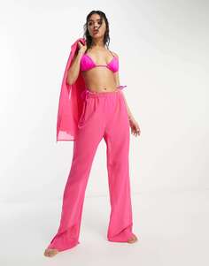 Комбинированные брюки Public Desire x Paris Artiste ярко-розового цвета