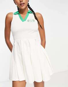 Теннисное платье South Beach бело-зеленого цвета