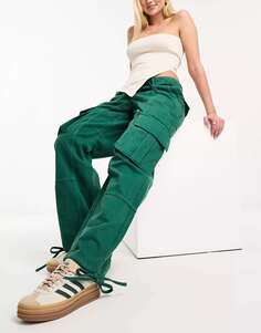Джинсовые брюки карго с высокой посадкой Waven viggo малахитового цвета