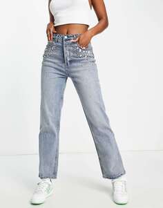 Прямые джинсы Signature 8 с карманами и карманами средней стирки