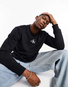Черный свитшот с круглым вырезом и логотипом Calvin Klein Jeans