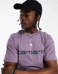 Фиолетовая футболка с надписью Carhartt WIP
