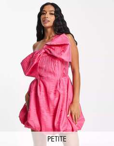 Ярко-розовое мини-платье из тафты River Island с бантом