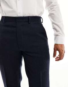 Темно-синие узкие брюки из шерстяной ткани ASOS Wedding