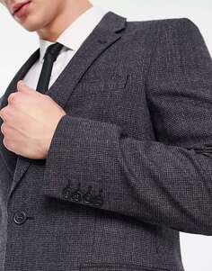 Узкий шерстяной пиджак Noak серого текстурированного цвета