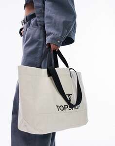 Т-образная холщовая сумка-тоут Topshop кремового цвета