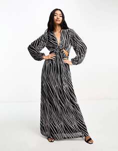 Платье металлик Style Cheat серебристого цвета с рисунком зебры