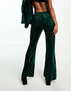 Изумрудно-зеленые бархатные брюки с разрезом спереди Extro &amp; Vert
