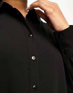 Черное мини-платье-рубашка Monki с многоярусным подолом