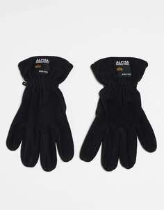 Черные флисовые перчатки с этикеткой Alpha Industries