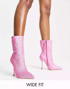 Розовые блестящие ботинки-носки Simmi London Wide Fit Paolo Simmi Clothing