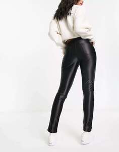 Черные блестящие узкие брюки с завышенной талией Fire &amp; Glory Cosmo