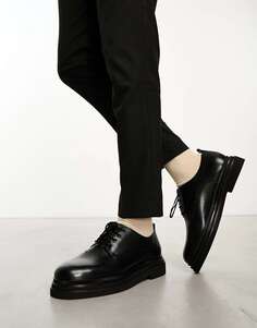 Черные кожаные туфли дерби Walk London Brooklyn