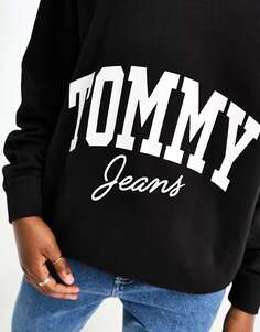 Новое оверсайзное университетское худи черного цвета Tommy Jeans