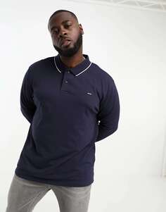Темно-синяя узкая рубашка-поло стрейч из пике Calvin Klein Big &amp; Tall