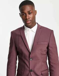 Бордовый приталенный сатиновый пиджак Jack &amp; Jones Premium