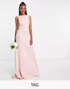 Платье макси с бантом на спине TFNC Bridesmaid приглушенного розового цвета