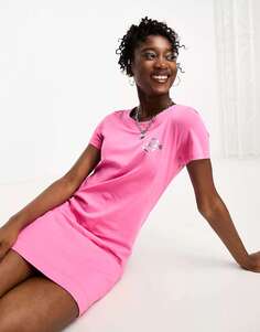 Платье-футболка с логотипом Love Moschino розового цвета фуксии