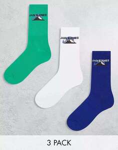 3 пары разноцветных носков с горным принтом Jack &amp; Jones