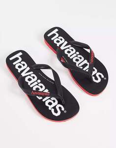 Черные шлепанцы Havaianas top logomania