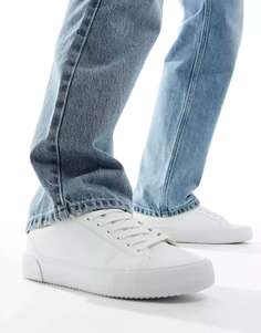 Базовые кроссовки на шнуровке Pull&amp;Bear белого цвета