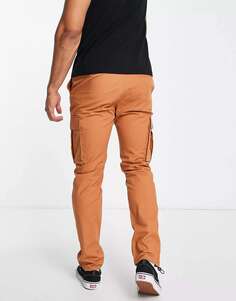 Оранжевые брюки карго скинни из рипстопа Topman