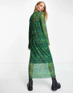 Сетчатое платье миди с зеленым принтом&amp; Other Stories