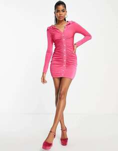 Розовое мини-платье со сборками спереди In The Style x Liberty