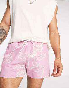 Розовые шорты для плавания с цветочным принтом Topman