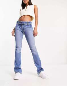 Светло-голубые джинсы с низкой посадкой и широкими штанинами DTT Phoebe с поясом Don&apos;t Think Twice