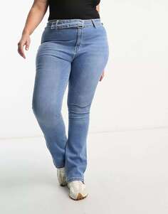 Синие широкие джинсы с завышенной талией и поясом DTT Plus Phoebe Don&apos;t Think Twice
