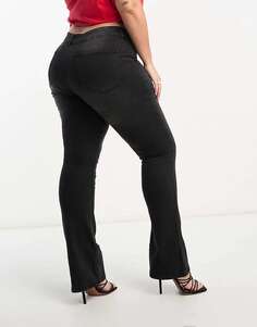 Черные широкие джинсы с завышенной талией и поясом DTT Plus Phoebe Don&apos;t Think Twice