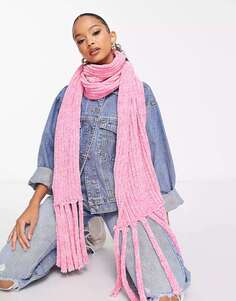 Оверсайз-шарф Skinnydip с кисточками светло-розового синеля