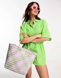 Пляжная сумка Vero Moda сиреневого и шалфейного цветов