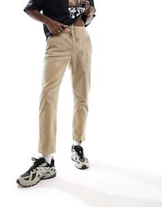Бежевые укороченные вельветовые брюки с эластичной резинкой на талии Only &amp; Sons