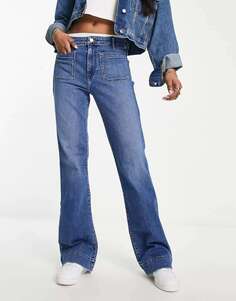 Расклешенные джинсы Wrangler с передними карманами синего цвета