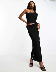 Чёрная макси-юбка Something New X Aisha Potter с контрастным кантом