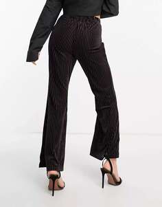 Urban Threads бархатные широкие брюки в плиссированном стиле шоколадно-коричневого цвета