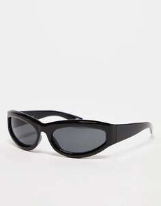 Черные солнцезащитные очки с запахом и козырьком ASOS