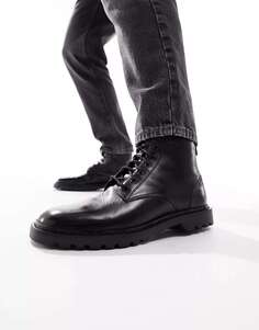 Черные кожаные ботинки на шнуровке Walk London Milano