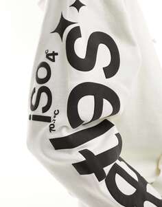 Оверсайз-худи кремового цвета с графическим рисунком на спине и объемными рукавами ASOS