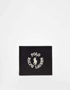 Черный кожаный кошелек Polo Ralph Lauren с большим круглым логотипом