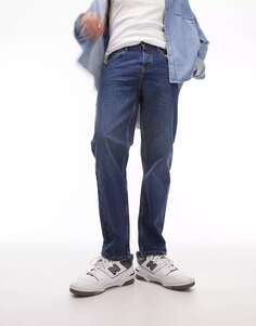 Жесткие зауженные джинсы Topman классического темного цвета