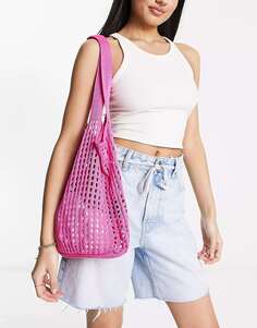 Гламурная розовая пляжная сумка-тоут крючком Glamorous