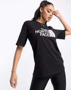 Черная футболка свободного кроя с принтом на груди The North Face