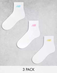 3 пары пастельных носков New Balance синего, розового и желтого цветов