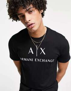 Черная футболка с текстовым логотипом Armani Exchange