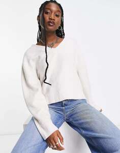 Кремовый свитер с v-образным вырезом Weekday Ellen