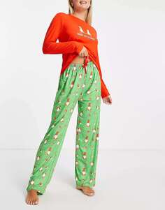 Уютная рождественская пижама Knomies красного и зеленого цвета Loungeable